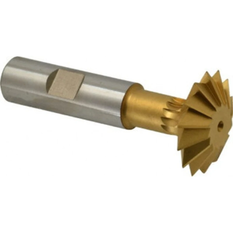 Made in USA 1-3/8 1-3/8 Cut Diam, 7/16 Cut Width, 5/8 Shank, High Speed Steel Double-Angle Cutter TiN Finish, 3-7/32 ...